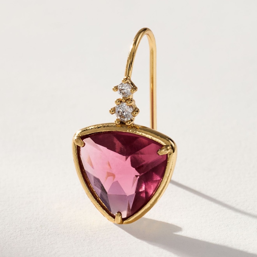 Anthropologie Pink and Gold Triangular Earrings